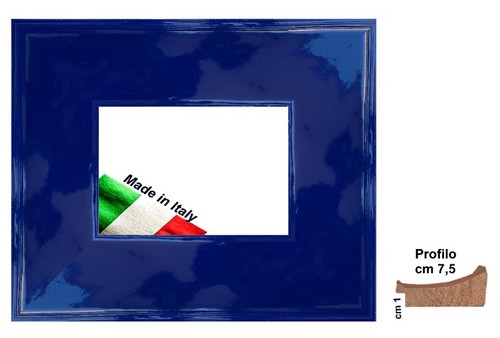 Cornice blu lucida legno - legno, da