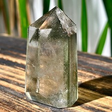 Cristalli naturali 60G, pilastri di cristallo fantasma verde trasparente, gemme energetiche