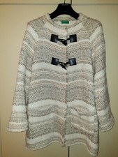United Colors of Benetton SOPRABITO giacca tweed con lana(38 IT)BEIGE +alamari 