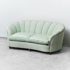 DIVANO 2 POSTI IN TESSUTO VERDE DESIGN ANNI’ 50 VINTAGE MODERNARIATO