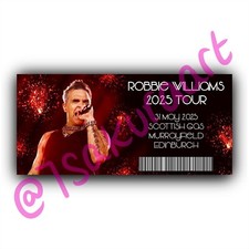Biglietti ricordo tour Robbie Williams 2025, regalo fan merch Robbie Williams tour