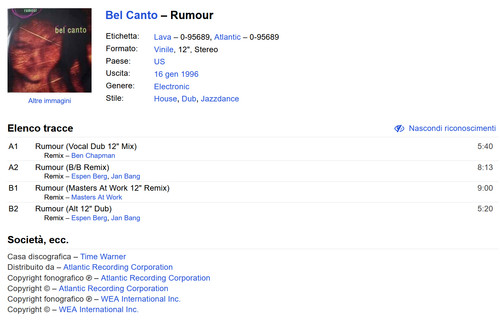 Bel canto rumour lava - rumour, [lava