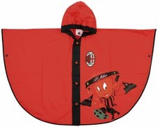 AC Milan Diavoletto Mantella Poncho Pioggia Bambino Rosso-Nero Originale in PVC
