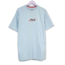 T shirt Fila Vintage azzurra con stampa anni 00 - Taglia XL uomo