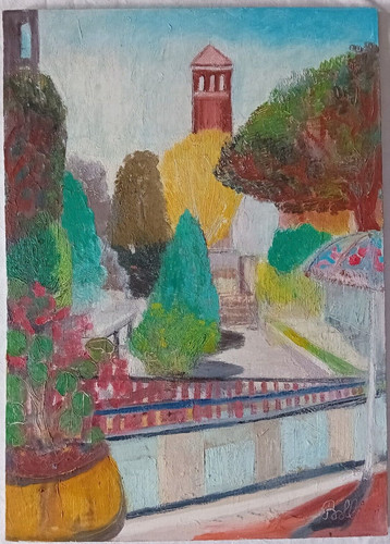 Dipinto cortile con - cortile, e