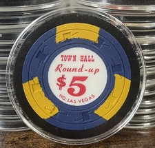 Town Hall Round Up Casino $5 Poker Chip North Las Vegas BELLO!