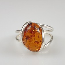 Anello ambra marrone argento