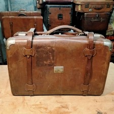 Valigia Cuoio Vintage A Guscio Primi '900 Serrature Lavorate