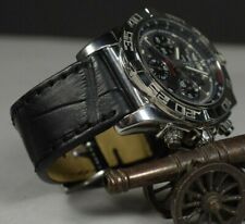CINTURINO OROLOGIO NERO I VERA PELLE ALLIGATORE ADATTO BREITLING SEIKO ETC MA...