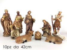 SET 10 PEZZI PRESEPE COMPLETO IN RESINA CM 42 DECORO ANTICATO