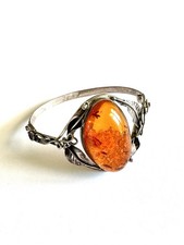 Amber Bangle Bracelet Sterling