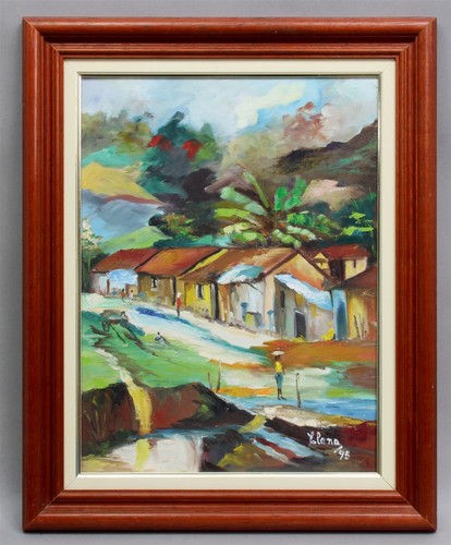 Quadro con cornice olio - , su