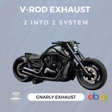 Scarico Doppio Silenziatore Nero Personalizzato per Harley V-ROD | 2-Into-2 H...