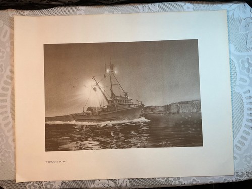Stampa barca pesca vintage - pesca,