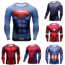 Maglia uomo t-shirt maglietta fitness sport bodybuilding  superman spiderman 