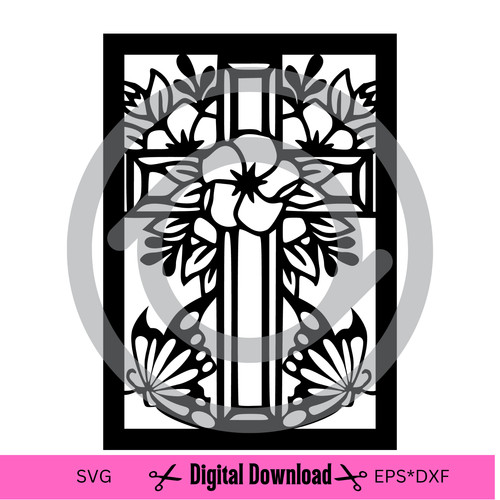 Cross butterfly religion dxf - religion,