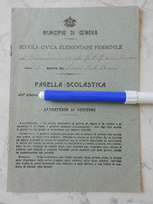 MUNICIPIO GENOVA PAGELLA SCOLASTICA 1919/20 ISTITUTO LAMBRUSCHINI