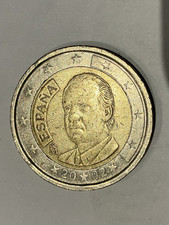 MONETA 2 EURO Spagna 2002 Spain RARA ERRORE CONIO Coin Deficit DECENTRATA a dx