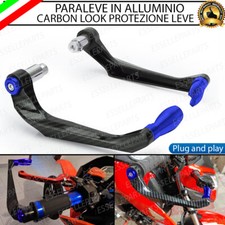 PARALEVE MOTO SCOOTER PROTEZIONE LEVE FRENO FRIZIONE CARBON LOOK BLU ALLUMINIO