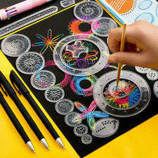 Set disegno spirografo 27 pezzi in latta creativo artistico giocattolo bambini