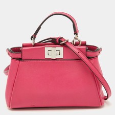 Borsa Fendi in pelle rosa micro peekaboo con manico superiore