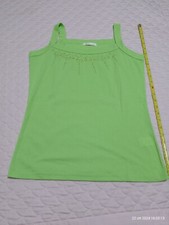 Canotta t-shirt donna verde mela canottiera sotto giacca maglietta ricamo