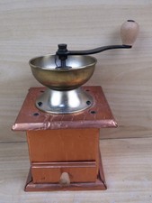 vecchio MACININO DA CAFFE' IN RAME E ACCIAIO rivestito foglia di macina a mano