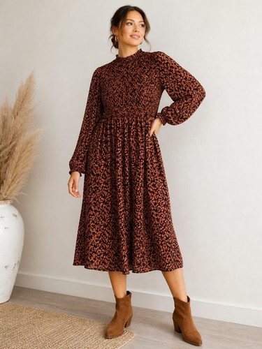 New day smocked midi dress - midi,