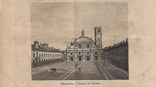 Stampa antica VIGEVANO PIAZZA del DUOMO Pavia 1891 Antique print