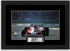 Poster Niki Lauda campione del mondo Formula 1 firmato montaggio foto stampa incorniciata regalo