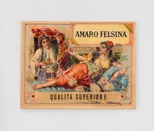 Amaro Felsina. Etichetta da liquore primi '900. Vintage beverage label.