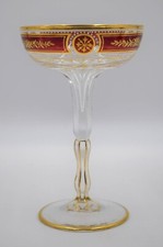 Moser Vino Rosso e Oro Rialzato Oro e Smaltato - Bicchiere Champagne Coupè, C 1920