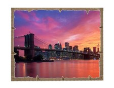 New York Skyline stampa applicata a pannello MDF intagliato ai margini cm 19x25