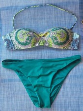 Costume bikini mare Philippe Matignon fantasia cashmere verde e azzurro