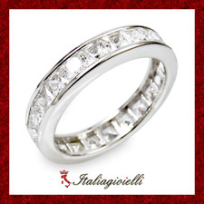 Vistoso Anello Veretta Brillante in Argento 925 Rodiato Oro Bianco