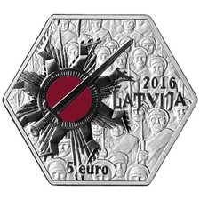 Moneta Argento Battaglie di Natale 2016 - Lettonia - in astuccio - 28 gr PP a colori