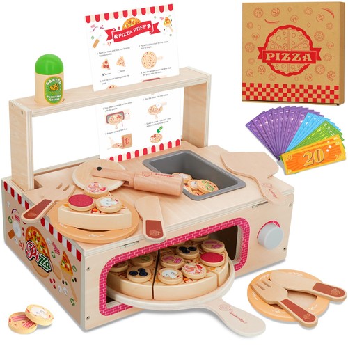 Set giocattolo pizza legno - giocattolo, in