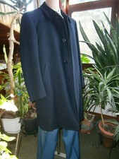  Cappotto  blu scuro ,sartoriale, corto, misto lana, t. 54 .anni' 70