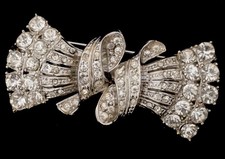 Spilla clip abito duetto Coro firmato art deco tono argento vintage