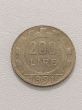 1991 Italy 200 Lire Coin