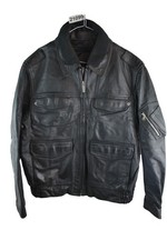 ELSTERMODE GMBH Giacca Bomber Polizia Pelle Nera Taglia 50 Uomo Vintage Police