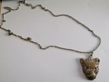 Collana lunga Testa di ghepardo con Occhi perline brillanti Rosse style Hip Hop