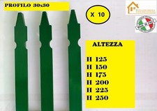 10 PZ Palo In Ferro Paletto A T Plastificato Verde Palina Recinzione