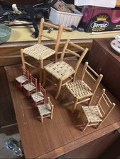 Set sedie fabbricate a mano in legno e vimini