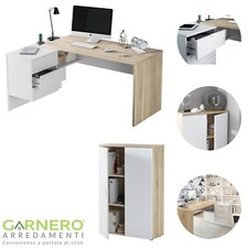 Mobili ufficio WORK scrivania mobile ante cassetti rovere bianco moderno offerta