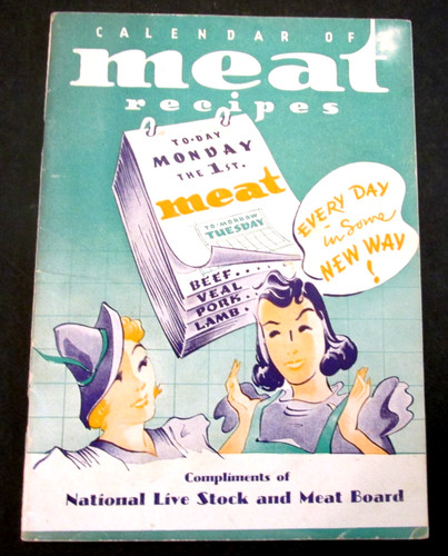 Vtg 1938 calendar meat - calendar,