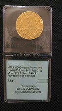 GOVERNO PROVVISORIO LOMBARDIA 40 lire 1848 Milano ORO RARA