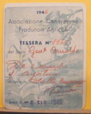 LB56) TESSERA ASSOCIAZIONE CANAVESANA PRODUTTORI AGRICOLI 1946 - IVREA