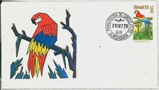 29231 - BRASILE - STORIA POSTALE - COPERTINA FDC 1973 Pappagalli UCCELLINI 