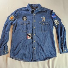 Giacca camicia denim patchata